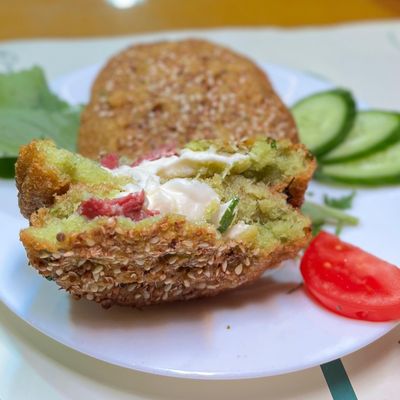 Falafel Taamia With Kiri Pastrami