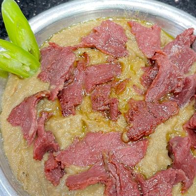 Fava Foul With Pastrami