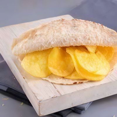 Potato Chips With Ketchup Sandwich