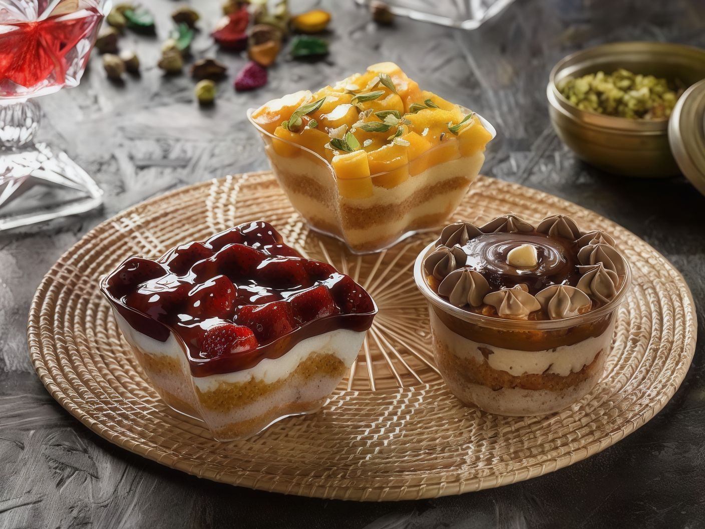 Konafa cup with strawberries