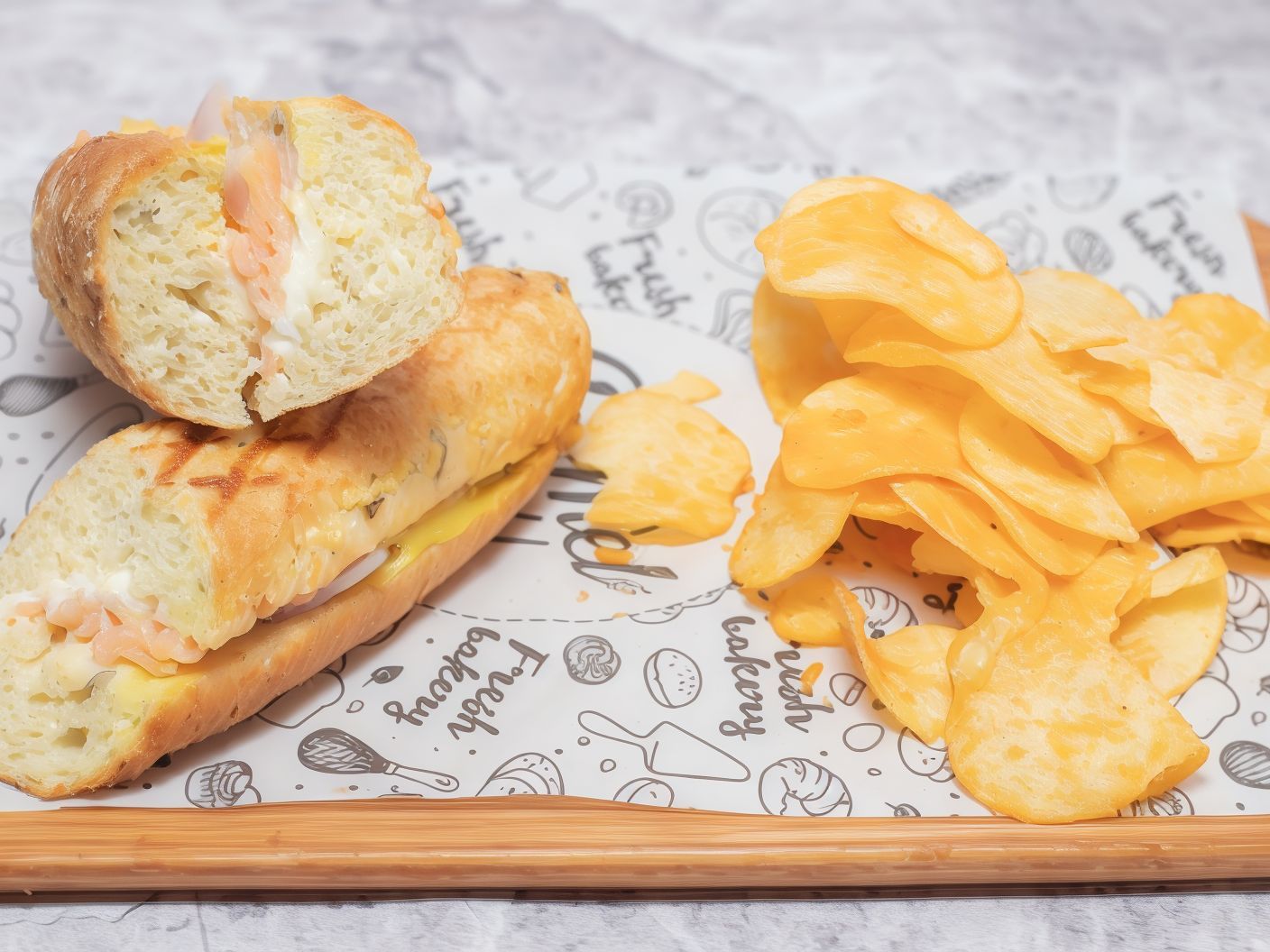 Baguette Cheese Salmon Sandwich