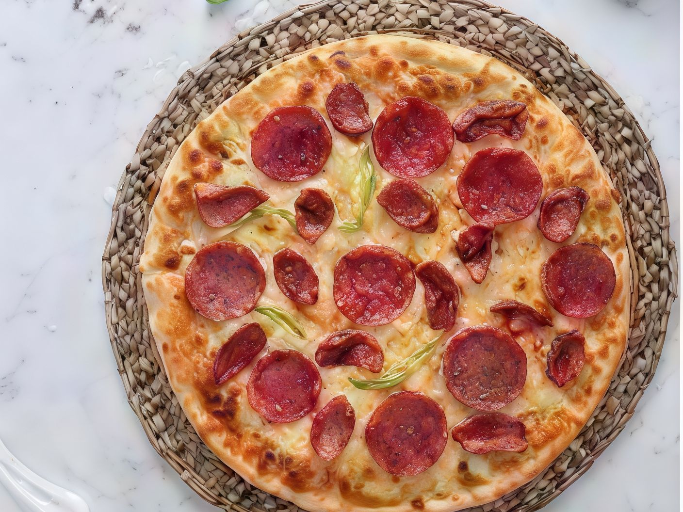 Oriental pizza with sausage