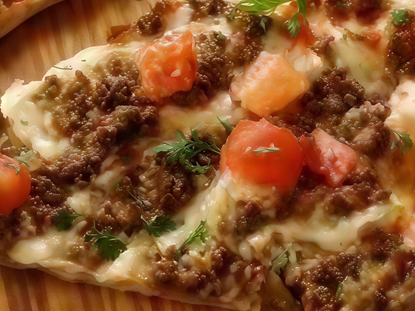 Oriental meat pizza