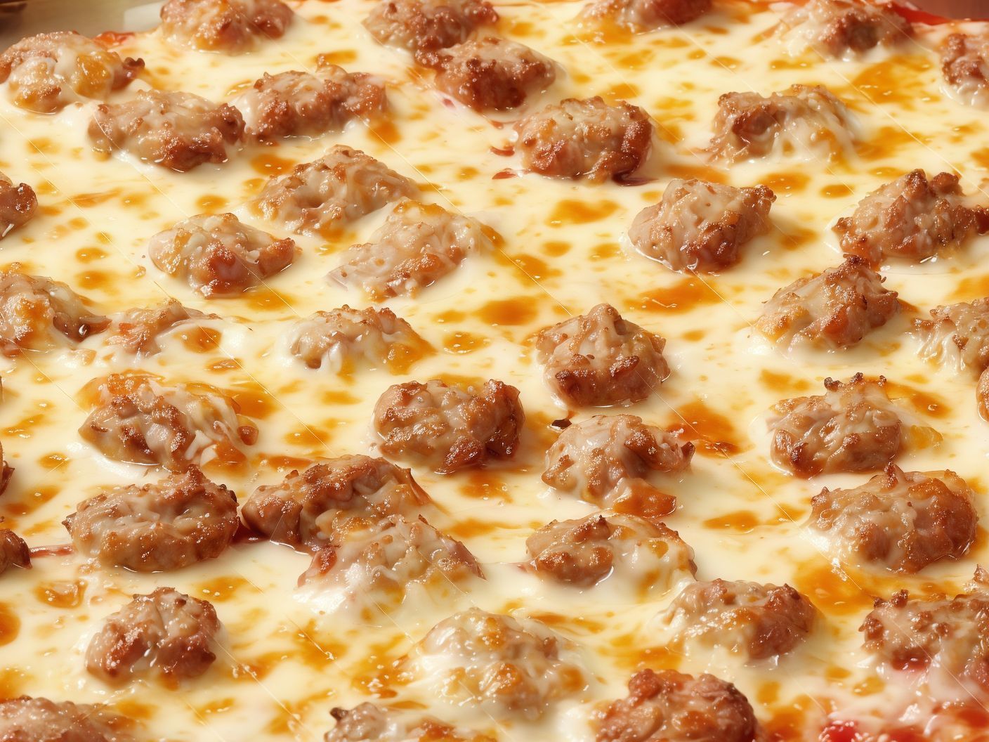Oriental pizza with sausage and meat