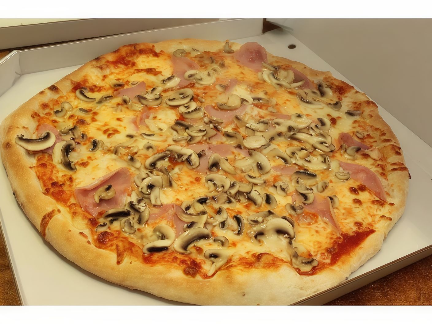 Oriental pizza with sausage and mushrooms