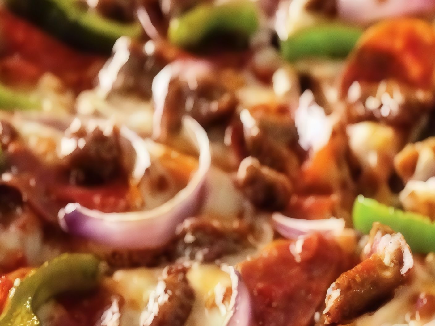 Oriental pizza with pastrami and meat