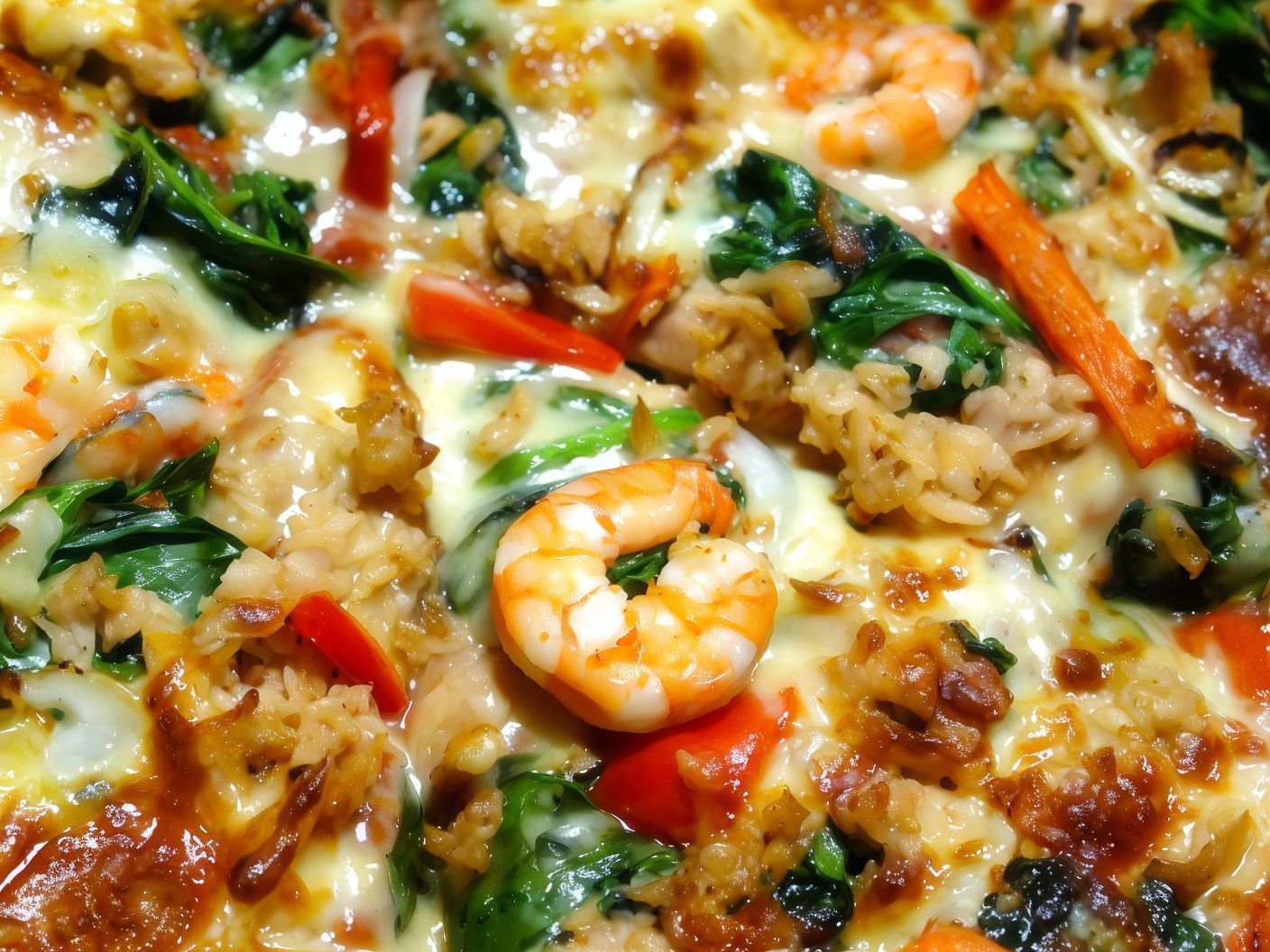 Oriental tuna pizza with shrimp