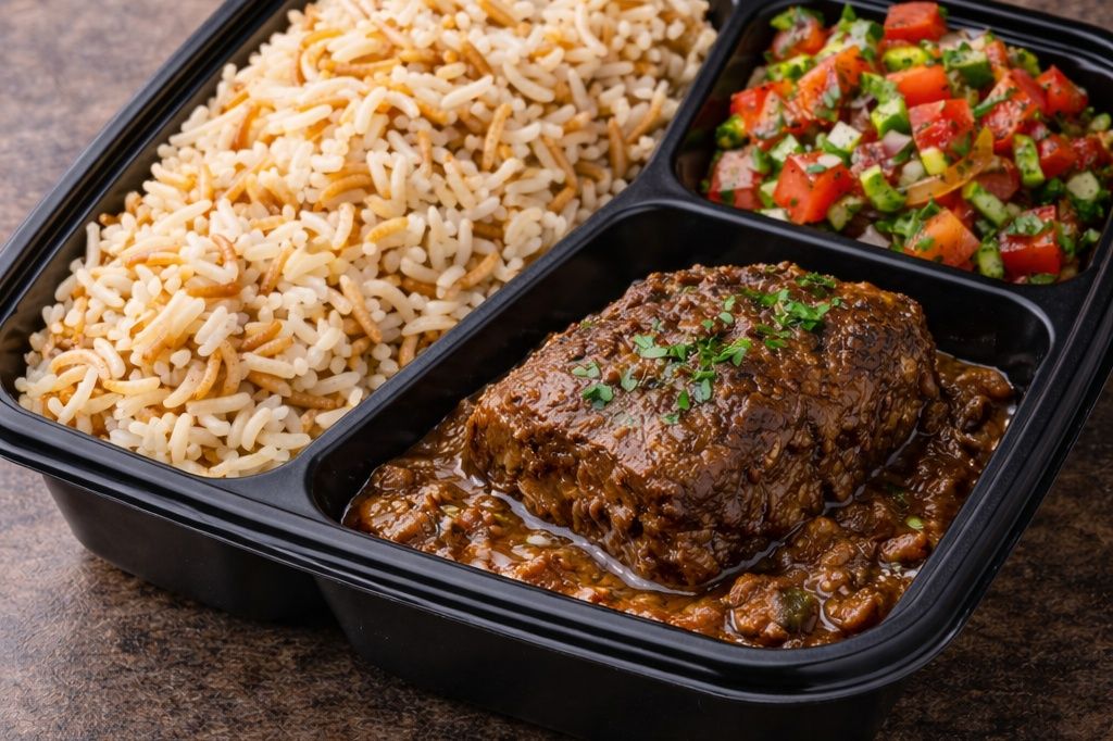 Piece Of Meat + Rice Or Pasta + salad