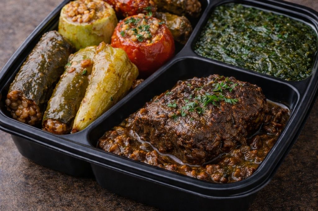 Meat Piece + Stuffed Mix + Soup or Molokhia