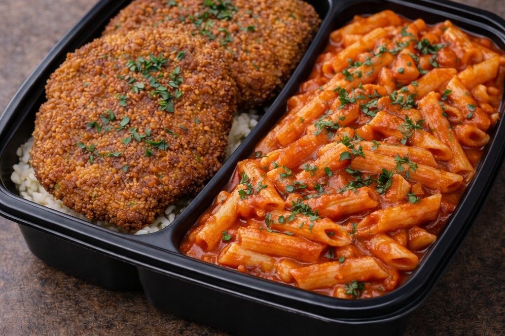 2 Pieces Of Beefsteak + Pasta + French Fries