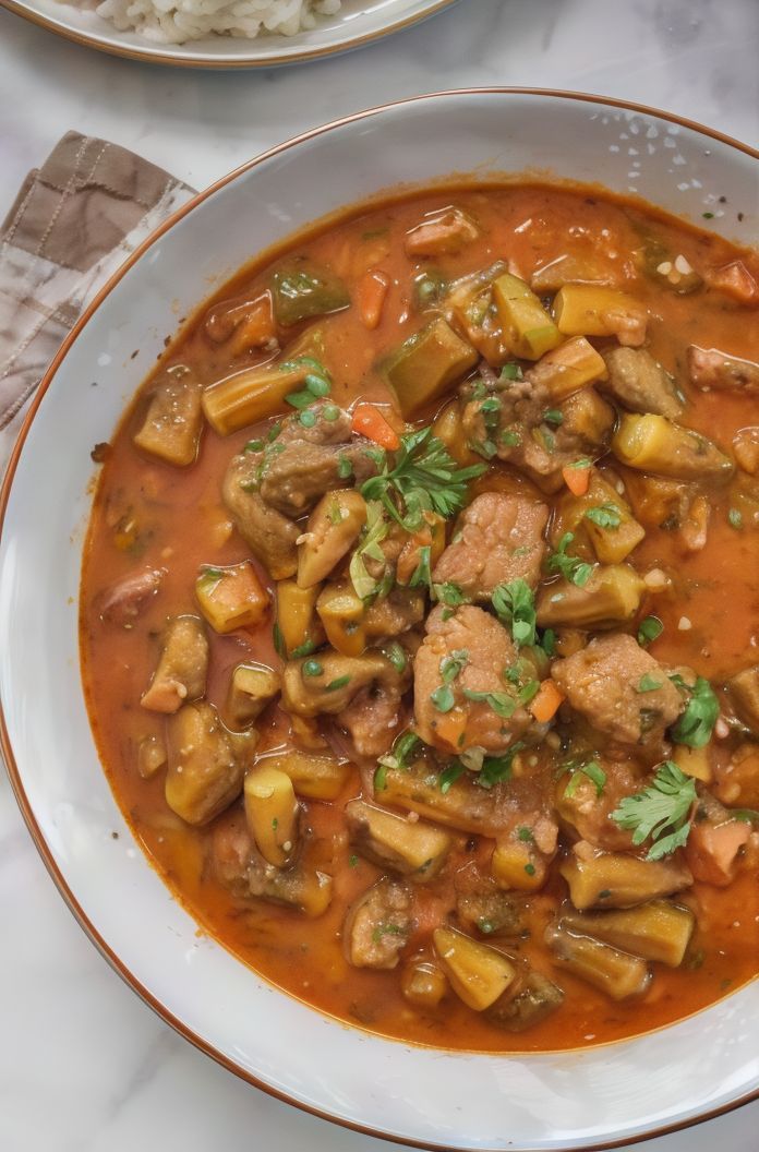 Okra casserole with meat
