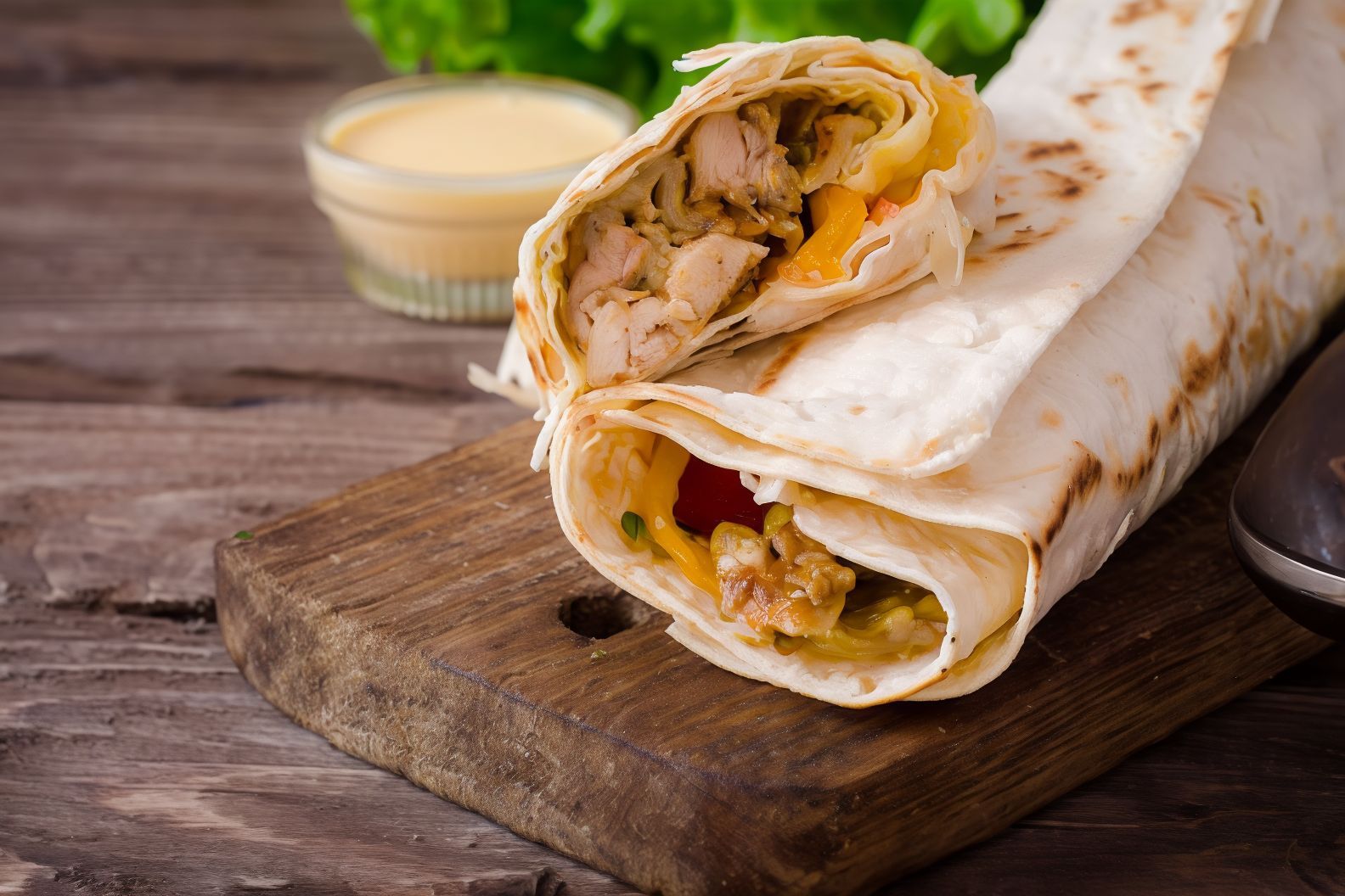 Chicken Shawerma With Cheese Sandwich