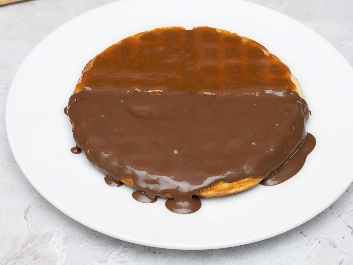 Half Nutella And Half Caramel Waffle