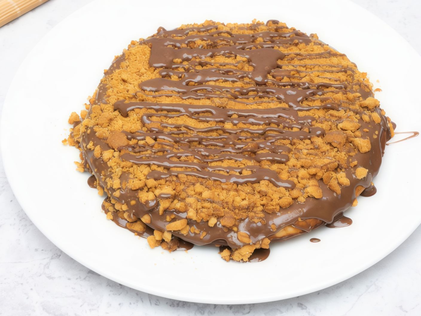 Nutella Waffle Topped With Crunchy Lotus Biscuits