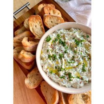 Garlic dipand toasted bread