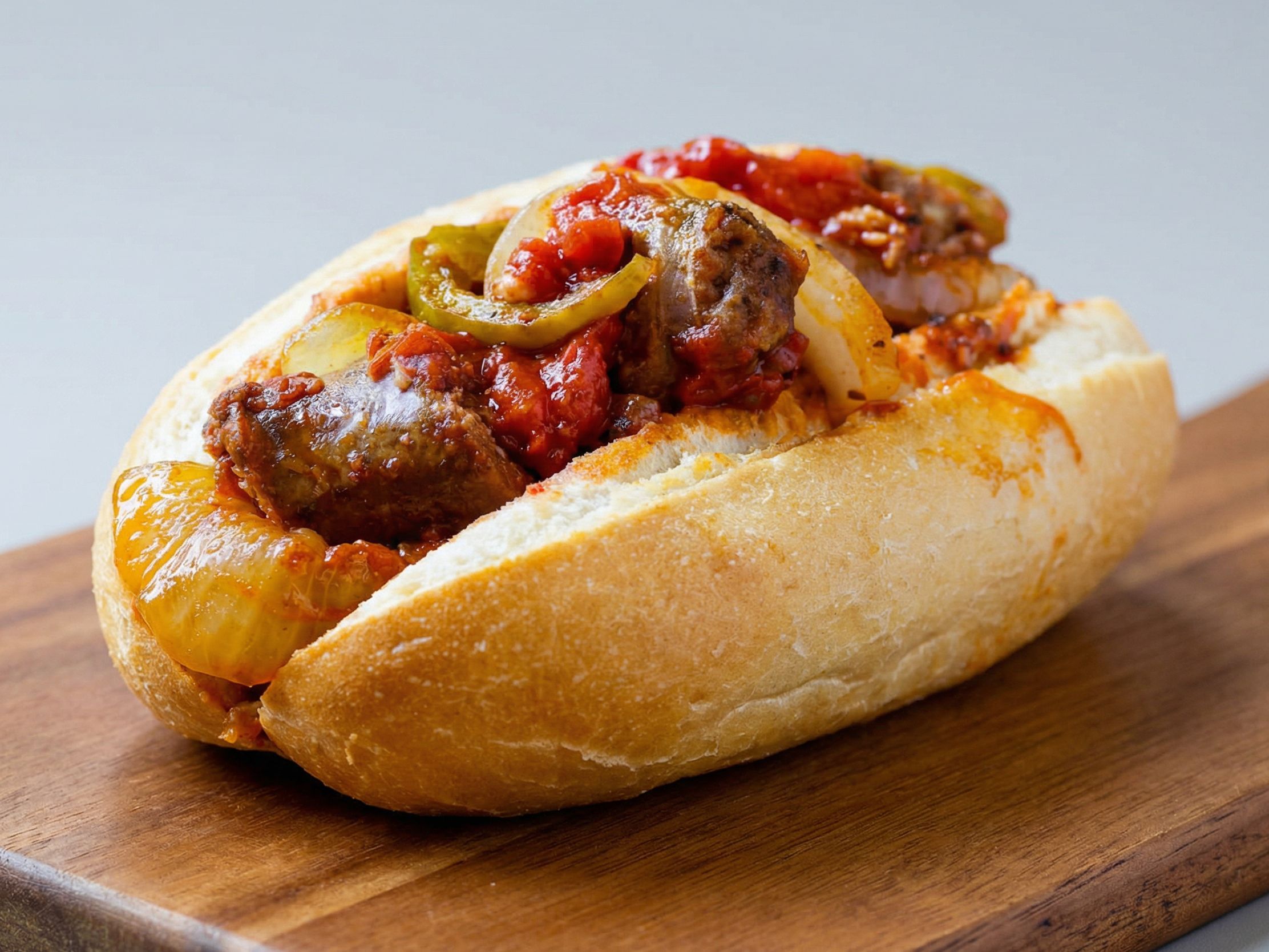Spicy Smoked Oriental Sausage Sandwich