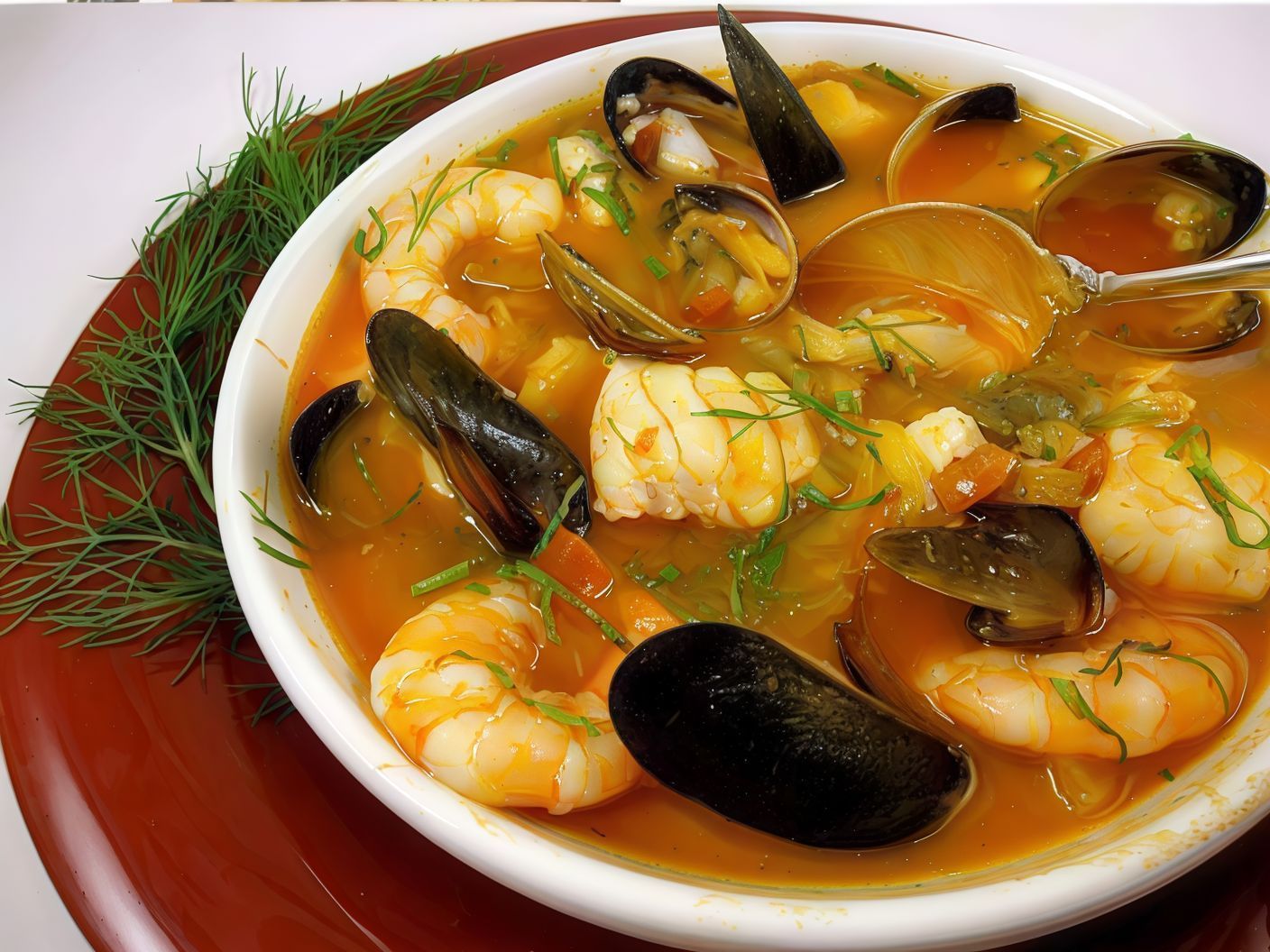Shrimp And Red Sauce Soup