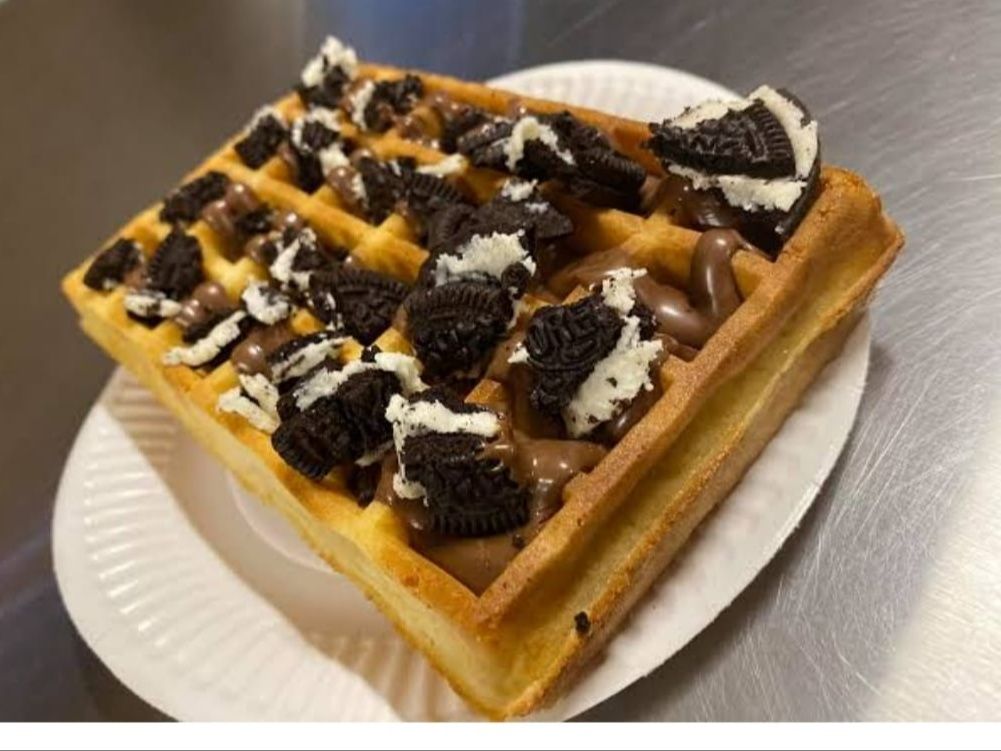 Nutella waffle mix with Oreo
