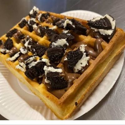Nutella waffle mix with Oreo