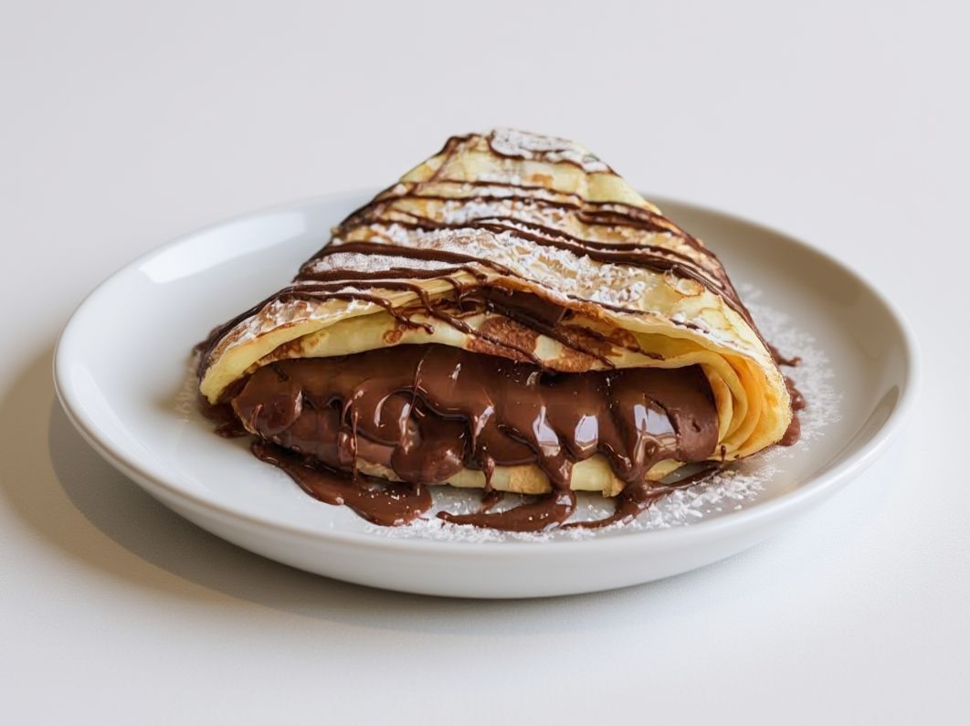 Mix Nutella and apple crepe
