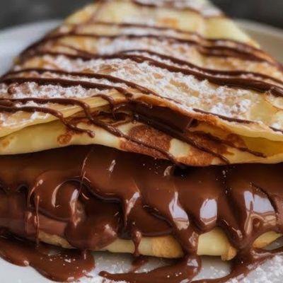 Mix Nutella and apple crepe