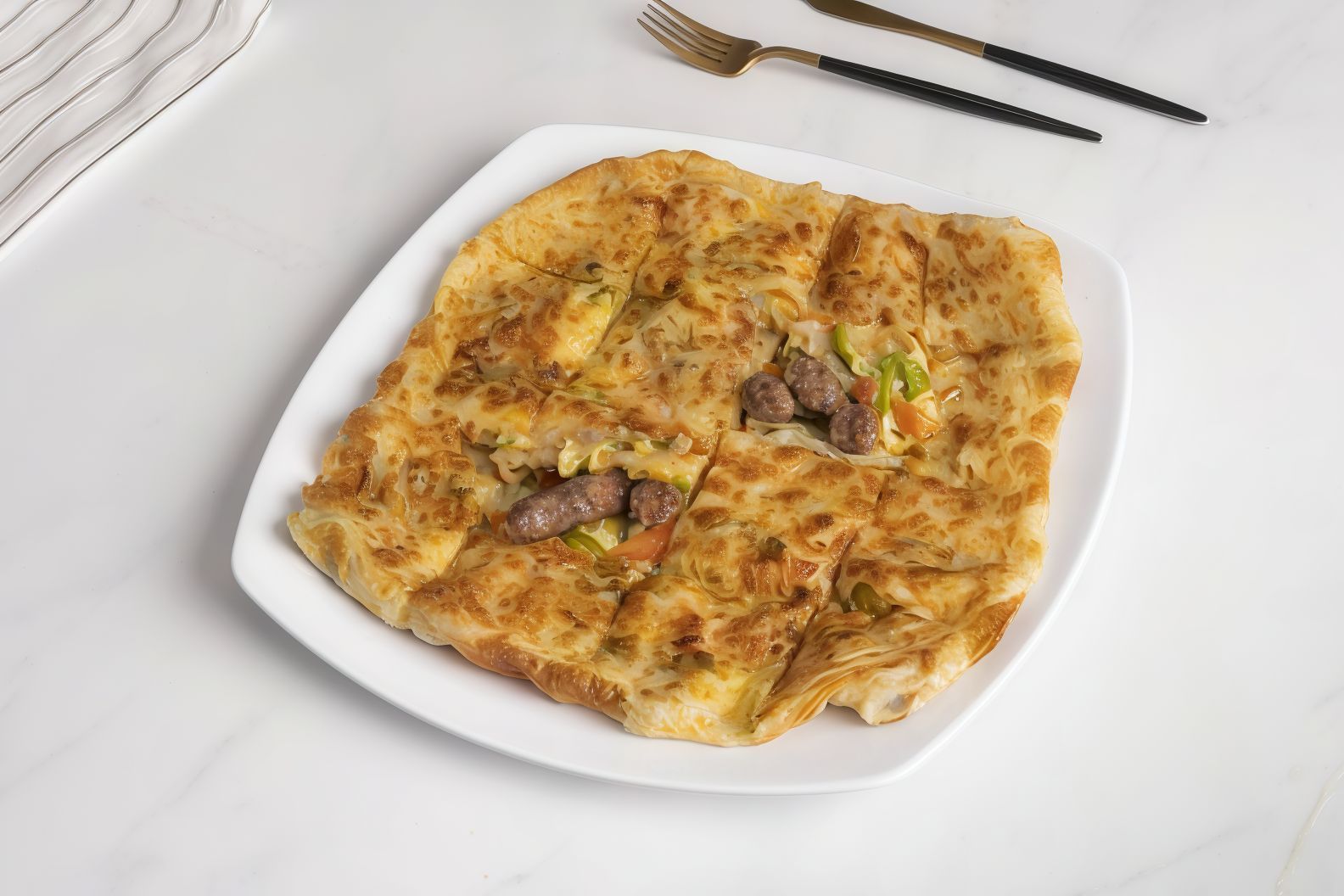 Sausage pie with cheese mix