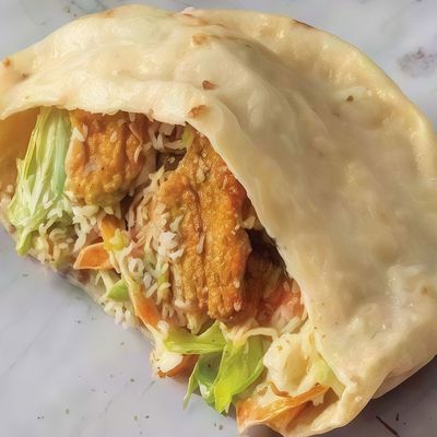 Taamia with Fried Eggs sandwich