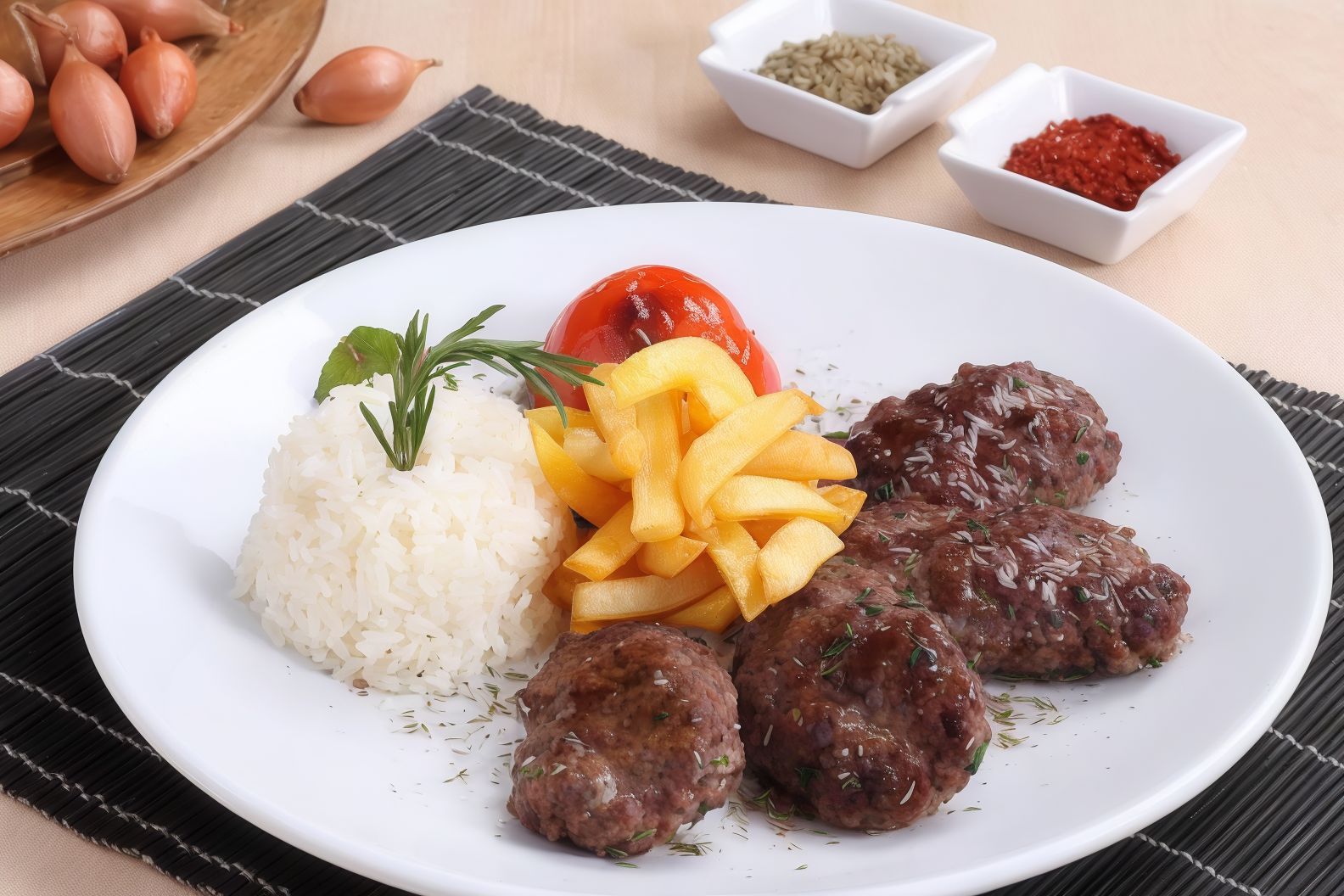 Quarter of a kofta with rice