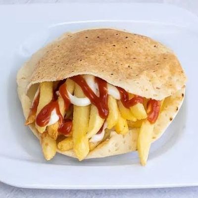 Potato sandwich with ketchup