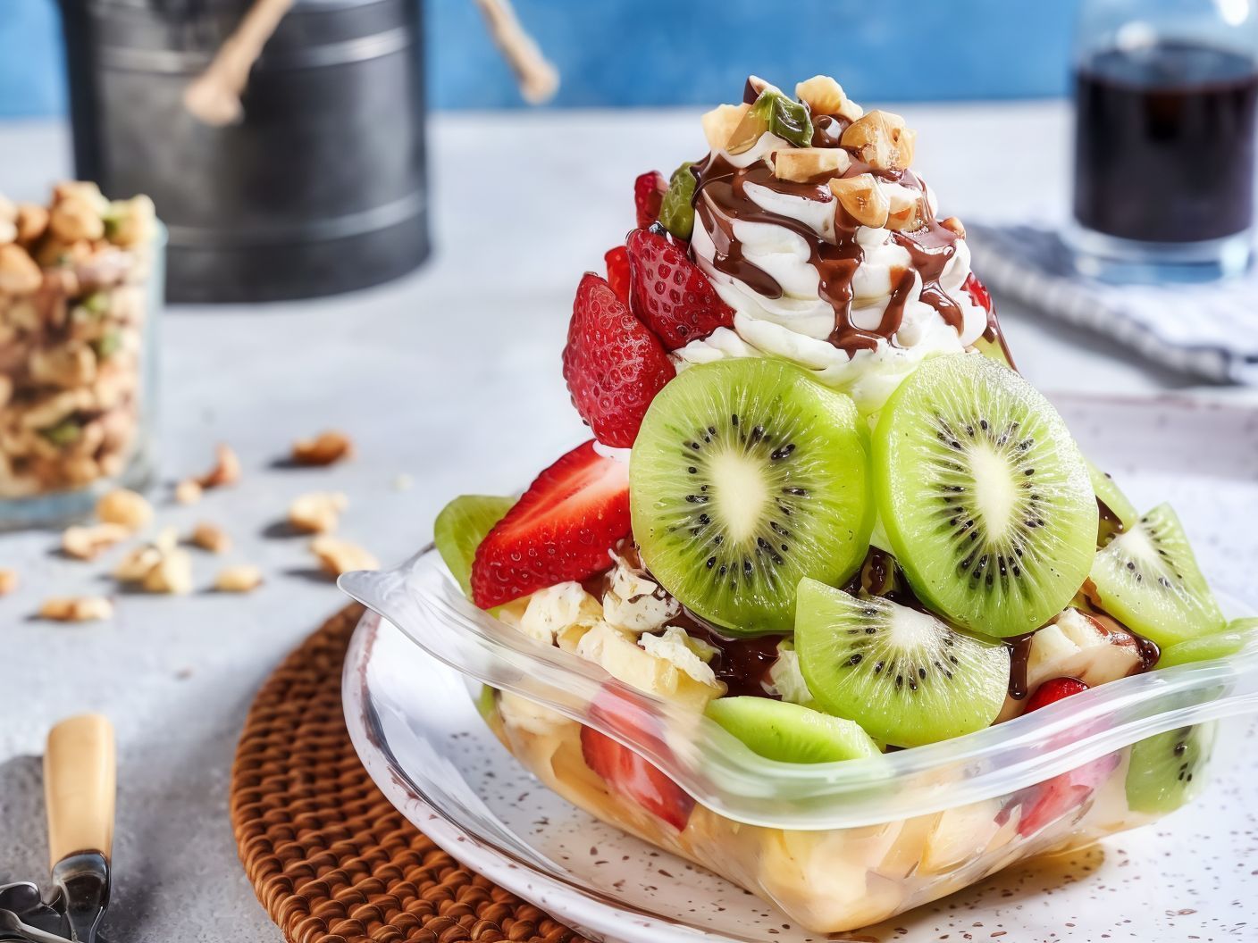 Fruit salad with Bubbly chocolate