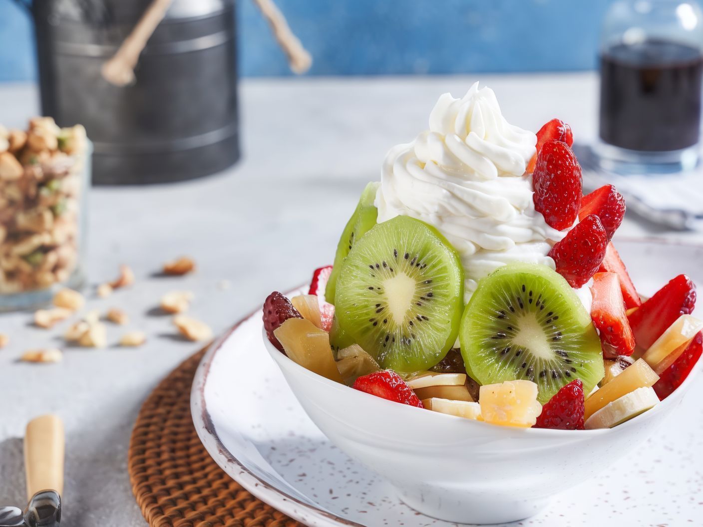 Fruit salad with Twix chocolate
