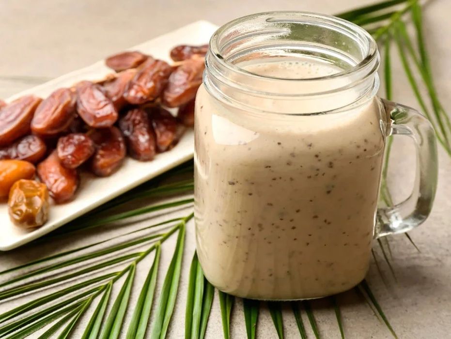 Date milk shake with milk