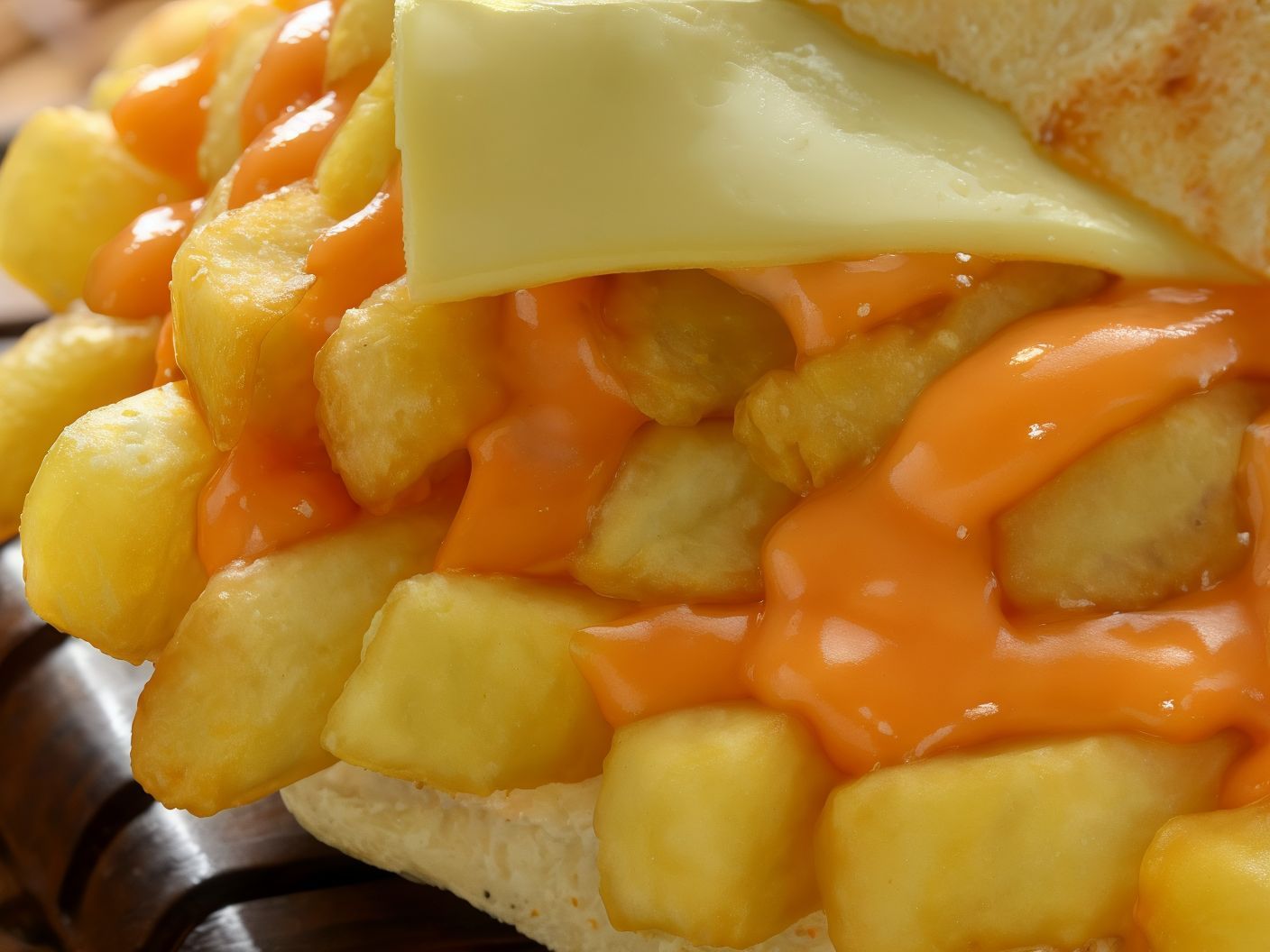 French Fries Sandwich With Mix Cheese