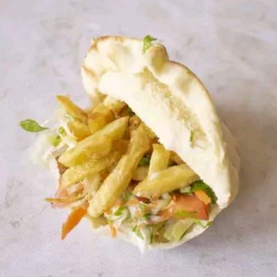 French Fries With Coleslaw Salad Sandwich