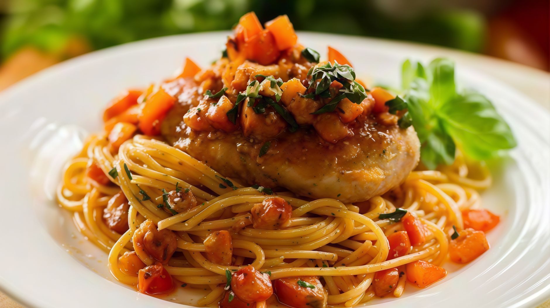 Basil Garlic Chicken Spaghetti