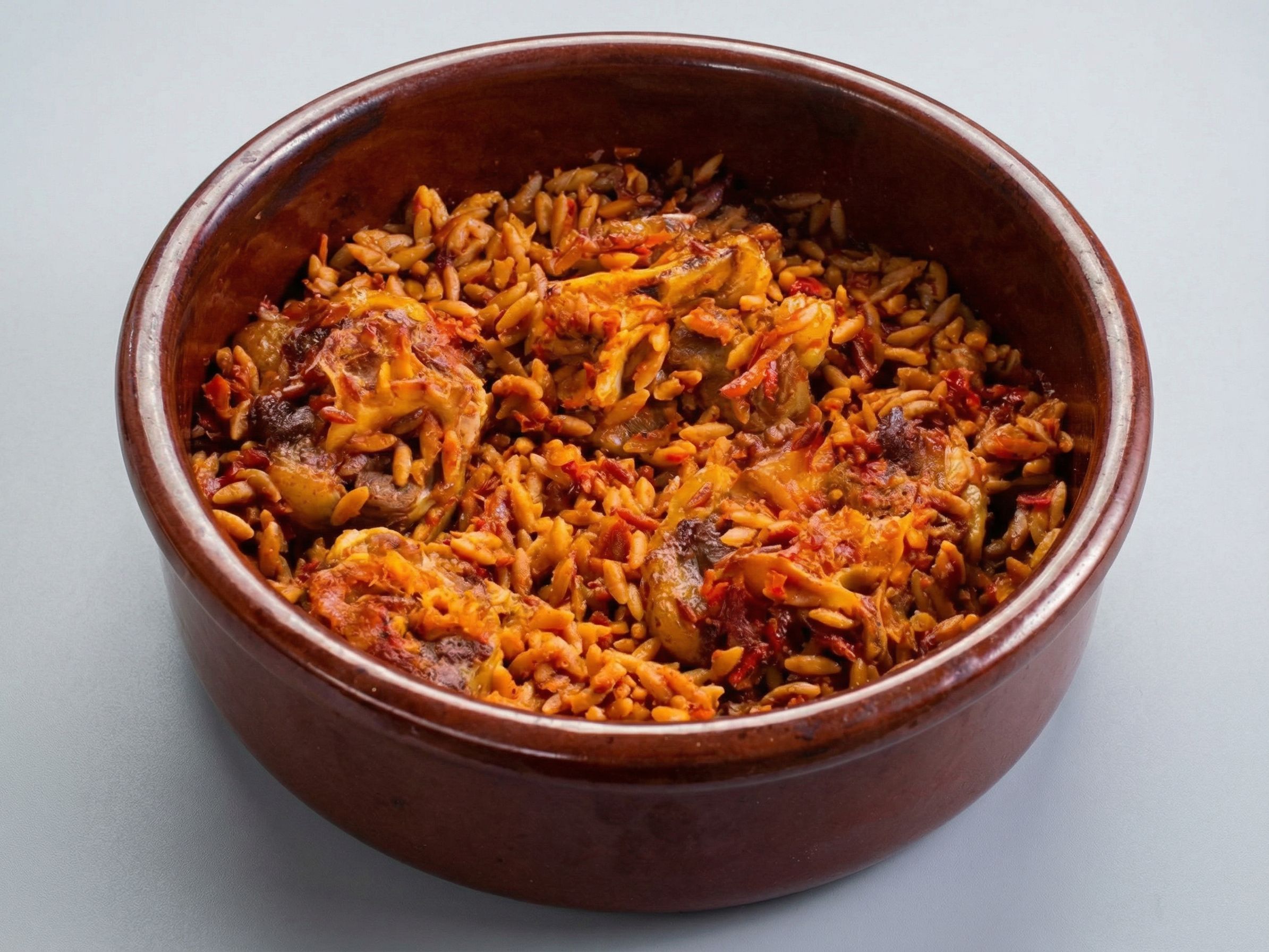 Orzo with meat casserole