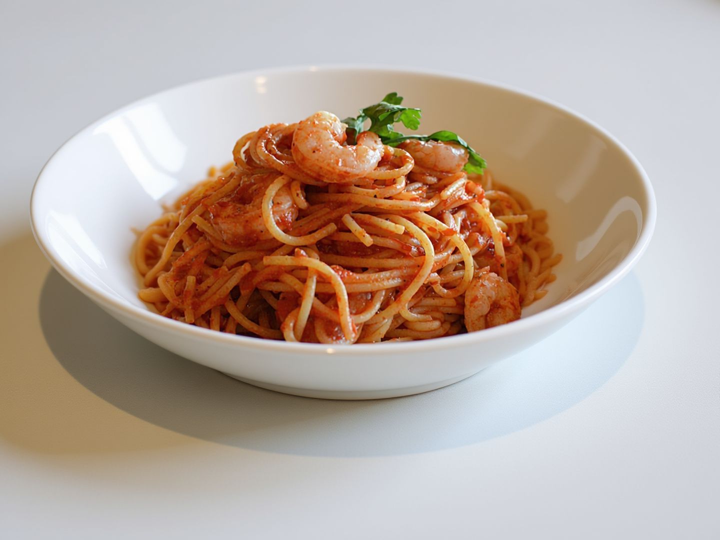Spaghetti with shrimp