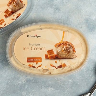 Caramel ice cream container 1 liter