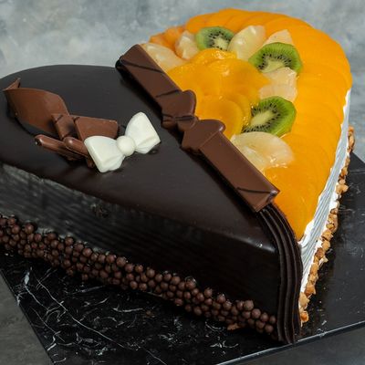 Half And Half Heart Shaped Cake