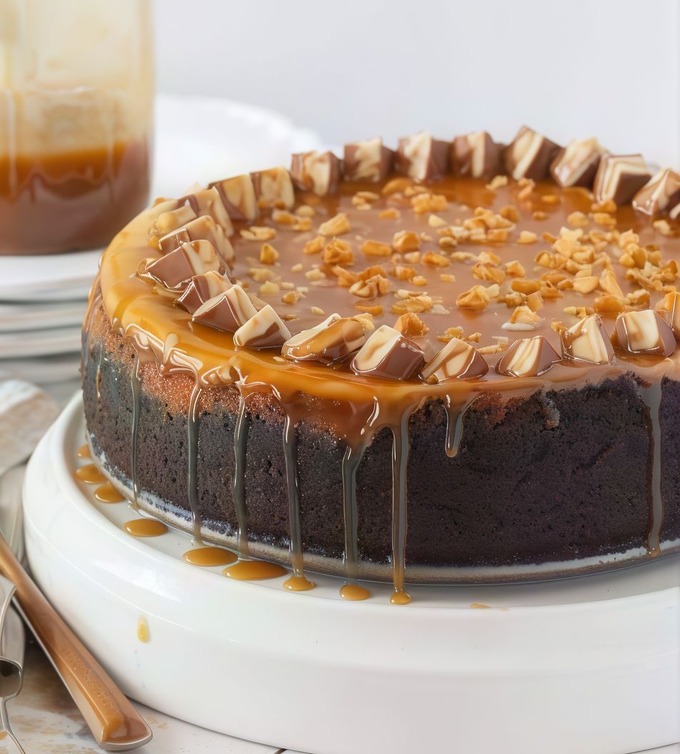 Caramel Snickers Cheesecake