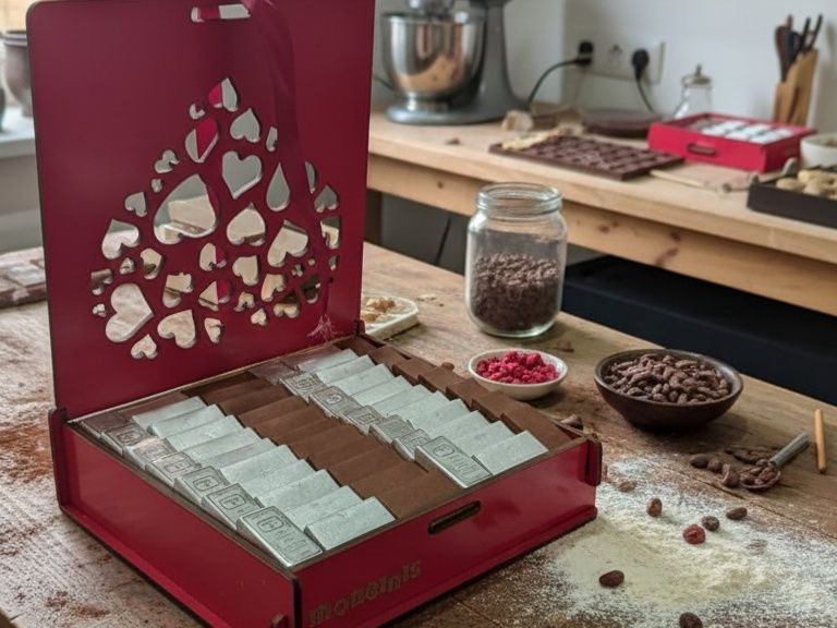 Red Hearts Wooden Chocolate Box