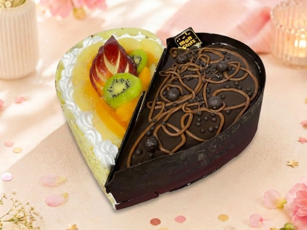 Heart-Shaped Half Fruit Half Chocolate
