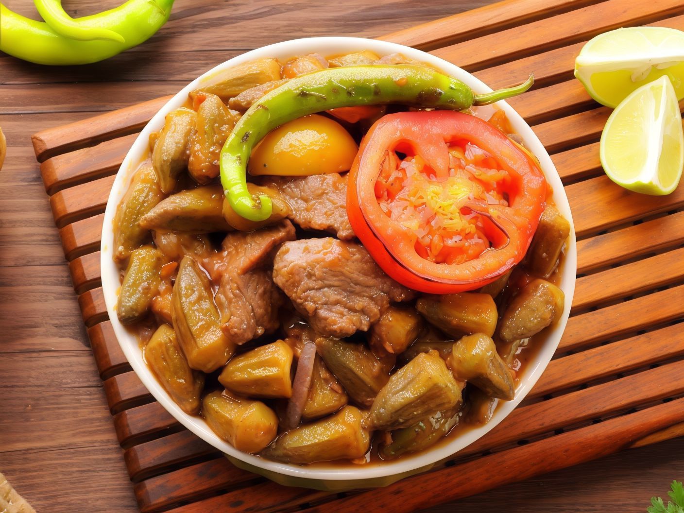 Okra With Mutton Meat Casserole