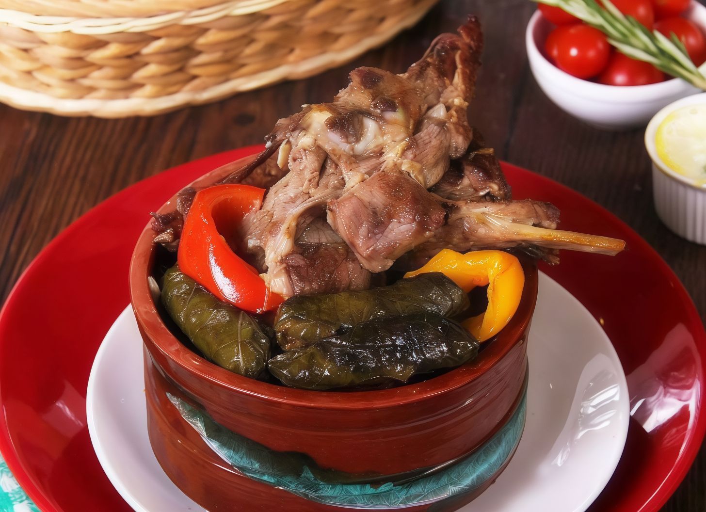 Lamb Ribs & Grape leaves Casserole