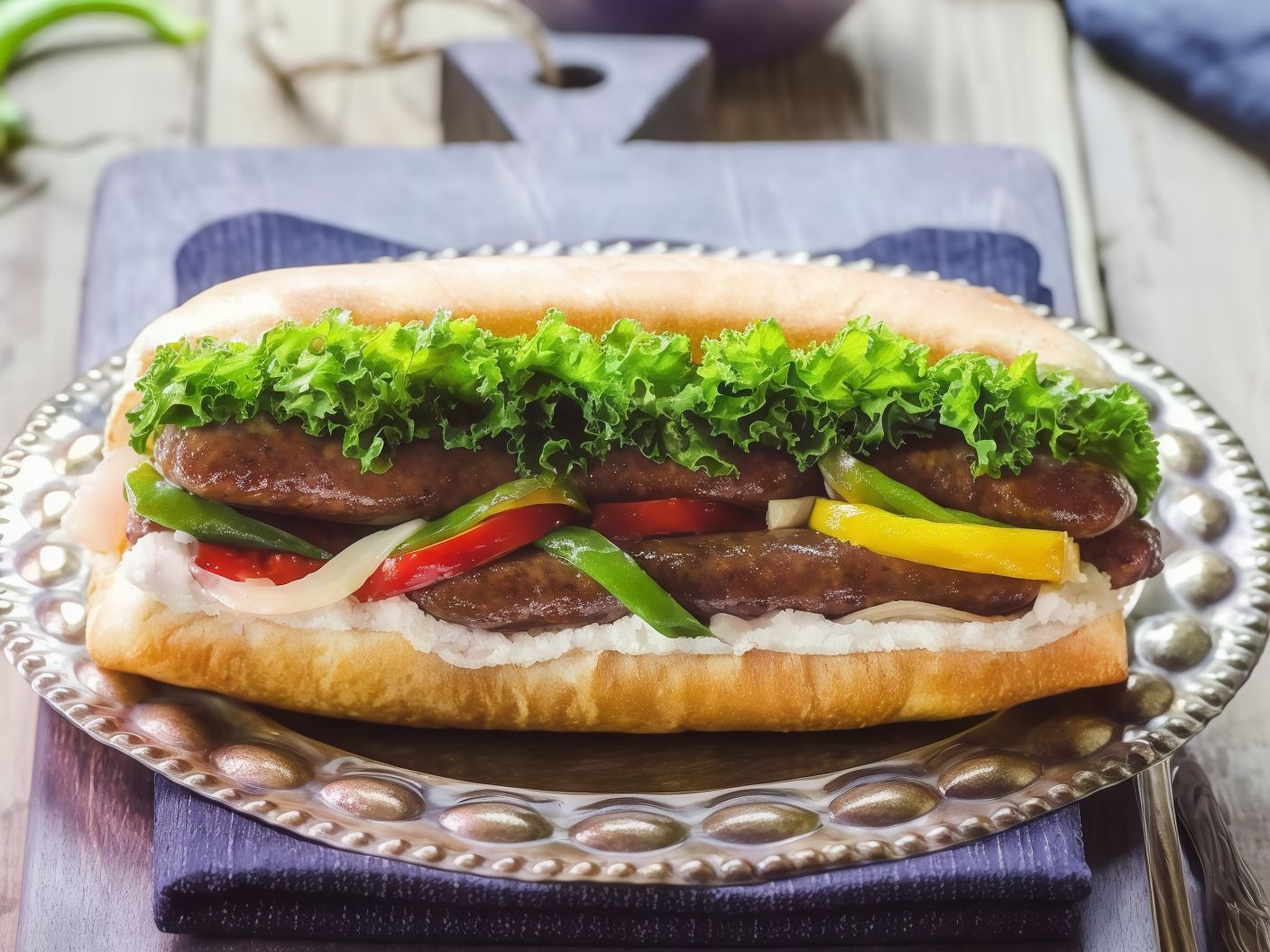 Oriental Meat Sausage Sandwich