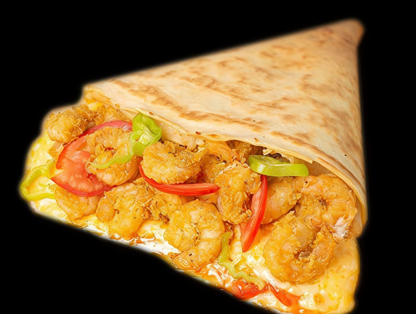 Fresh fried seafood crepe