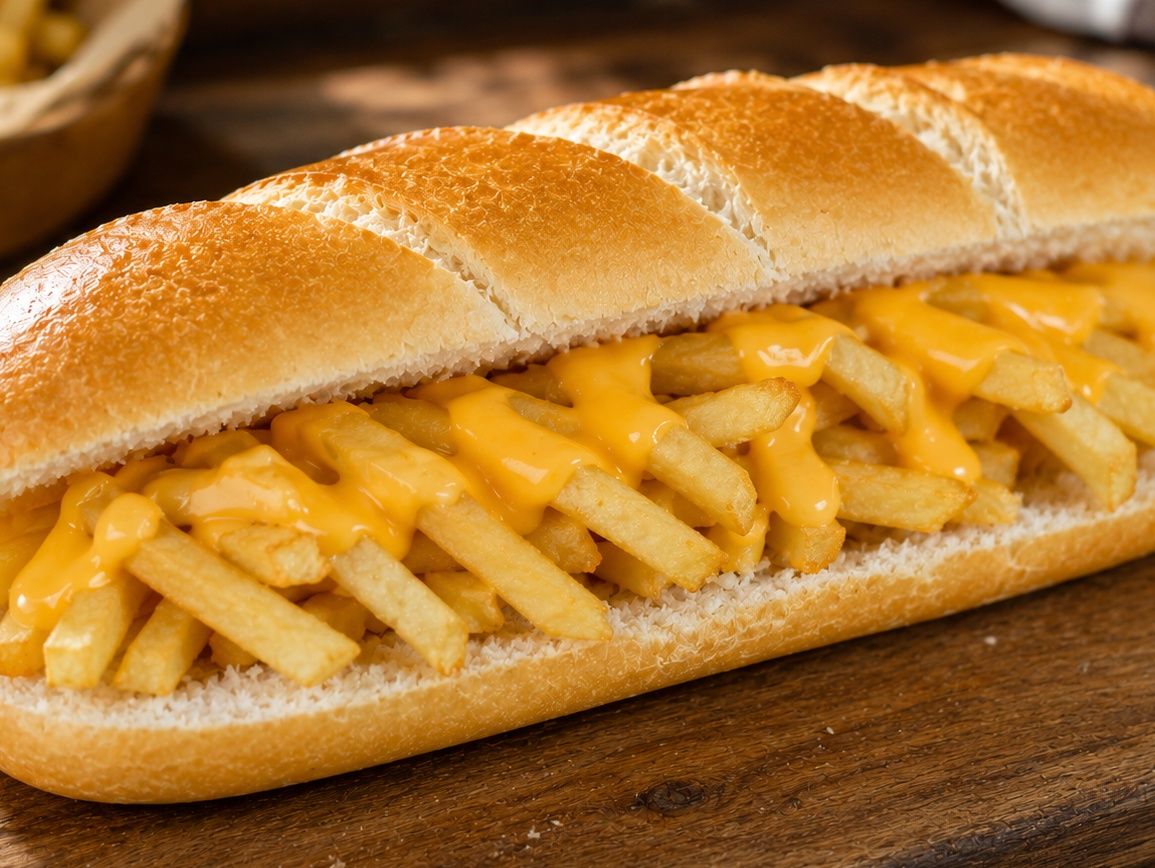 French fries with cheddar sauce
