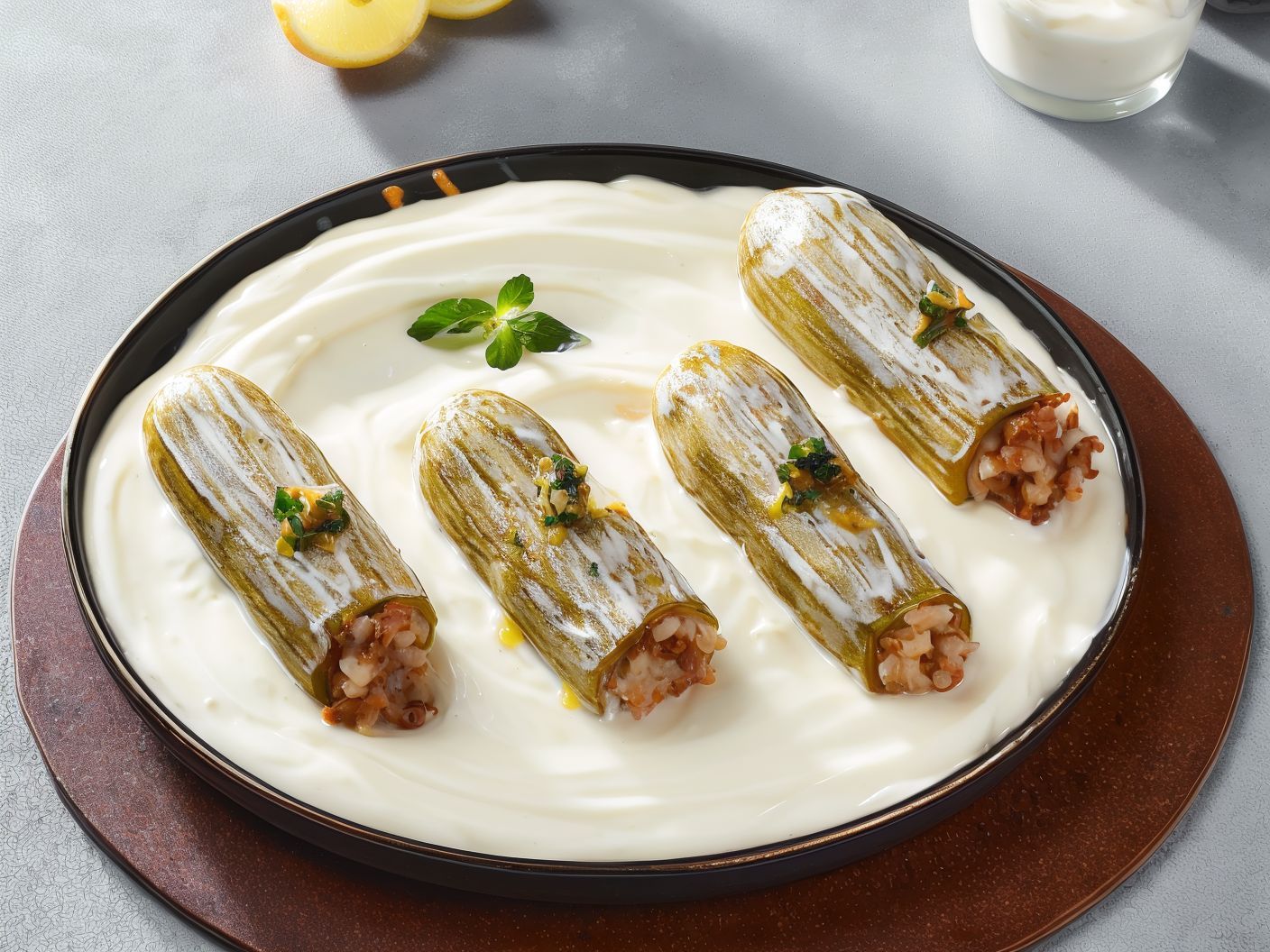 Yogurt Stuffed Zucchini