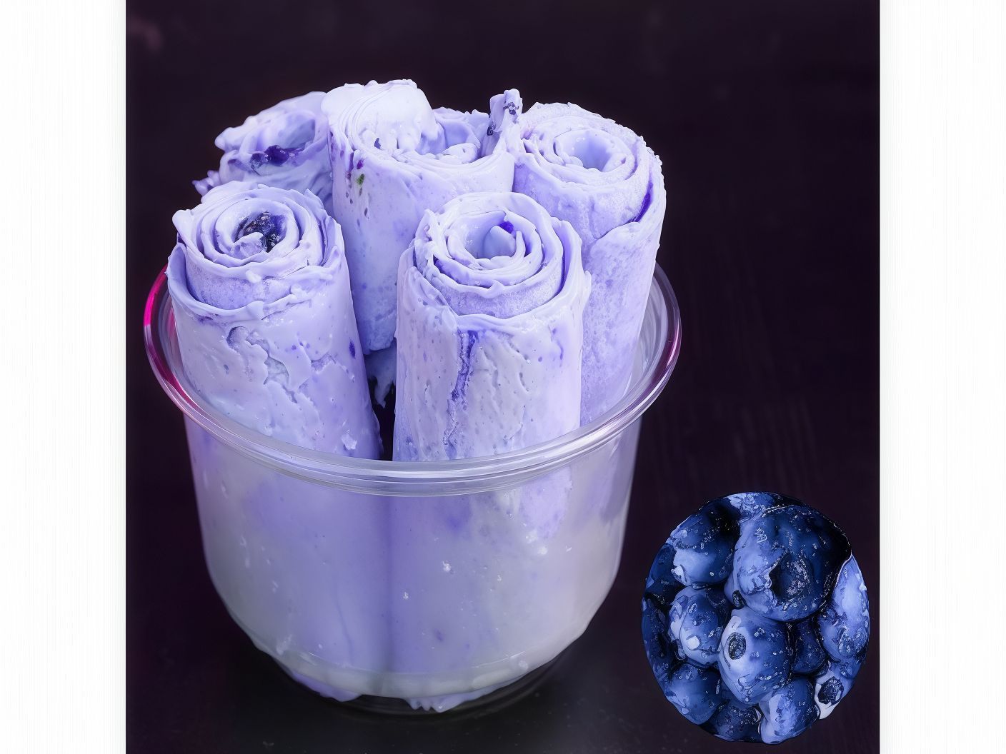Ice Cream Roll With Blueberry