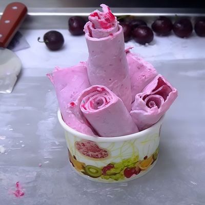 Ice Cream Roll With Cherry
